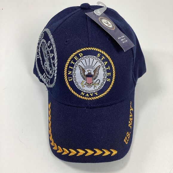 US Navy Hat Ball Cap One Size NWT New With Tags United States Blue Gold Silver - Picture 1 of 6